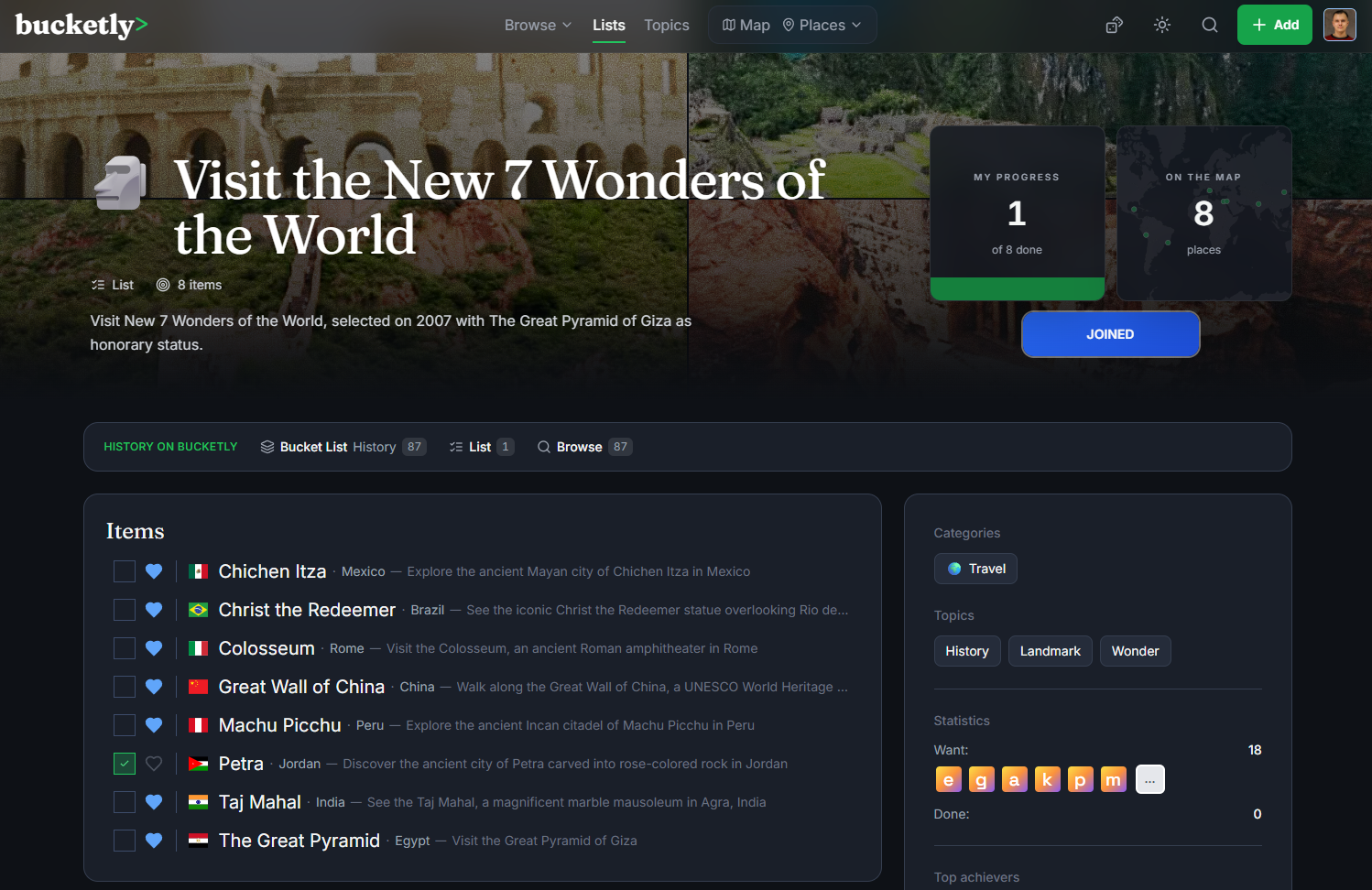 List page - Visit the New 7 Wonders of the World